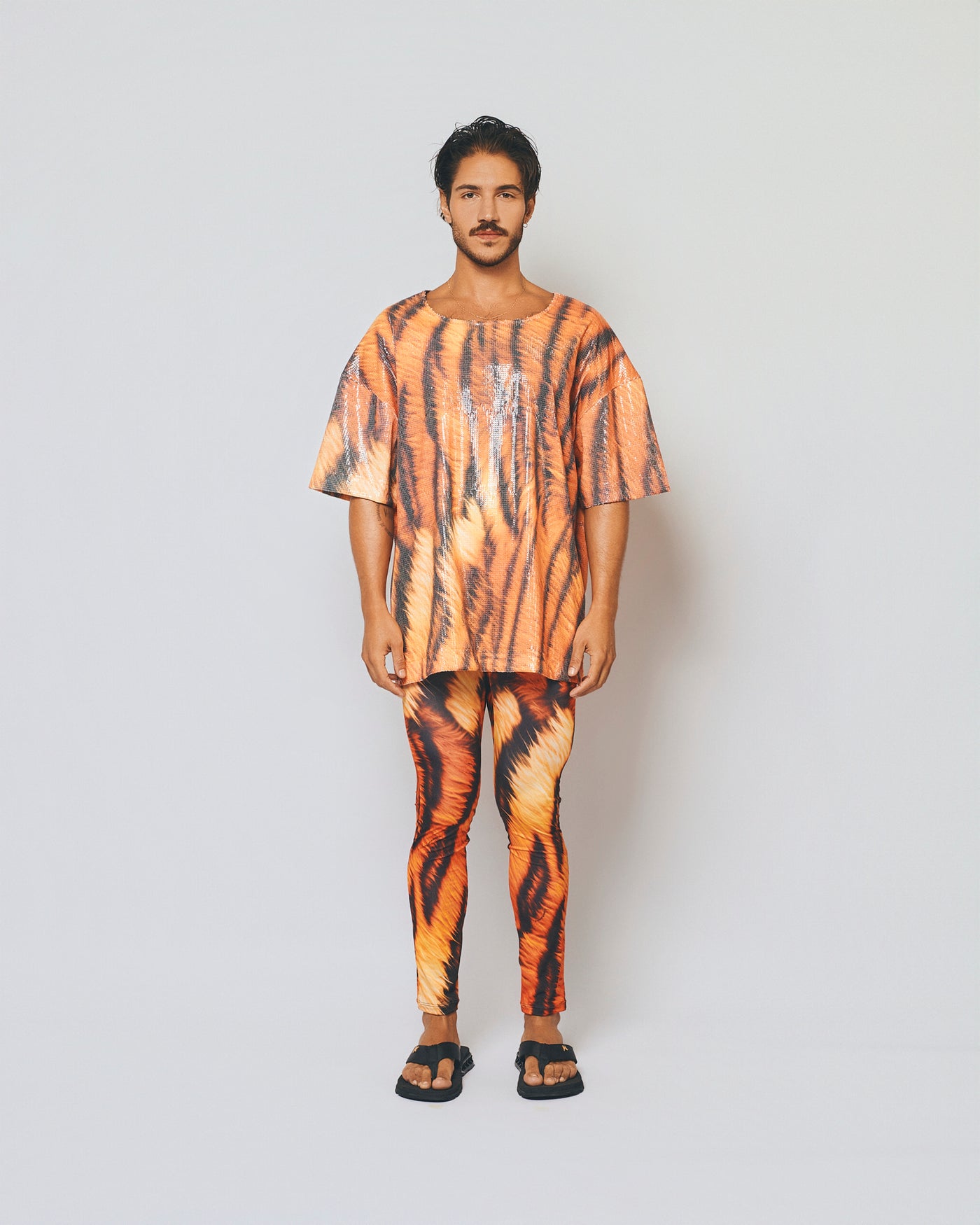 Printed Over Sequin T-Shirt