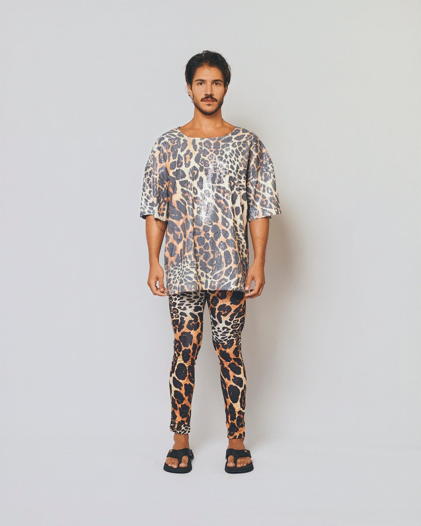 Printed Over Sequin T-Shirt