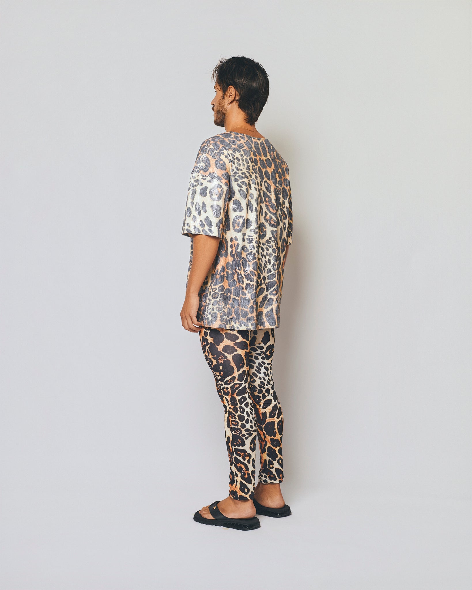Printed Over Sequin T-Shirt