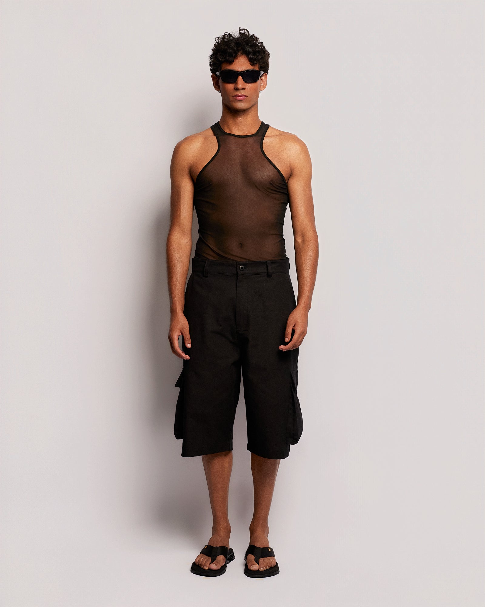 High-Neck Tulle Tank Top