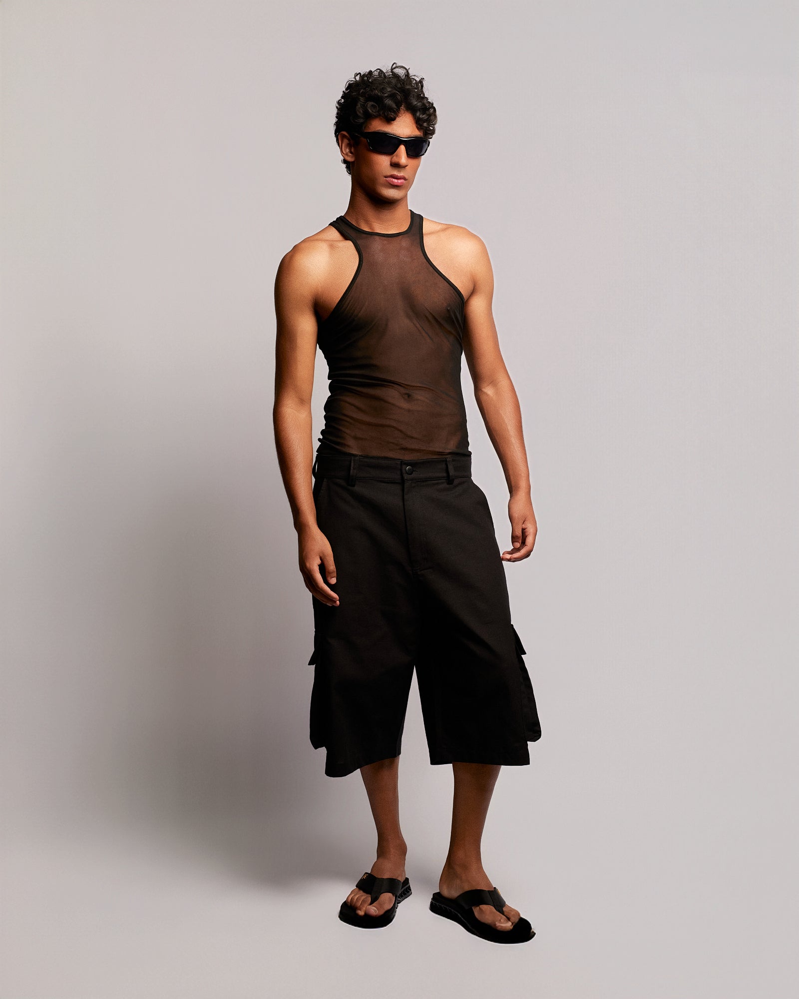 High-Neck Tulle Tank Top